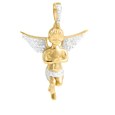 10KY 0.55CTW DIAMOND PRAYING HANDS ANGEL PENDANT