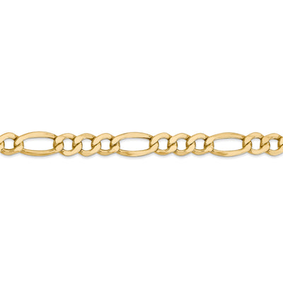 14k 7.3mm Semi-Solid Figaro Chain