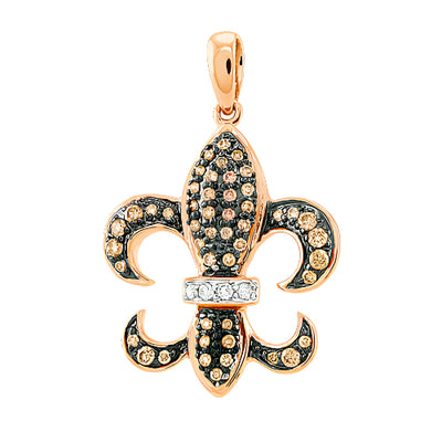 10KR 0.35CTW CHAMPAGNE DIAMOND FLEUR DE LIS PENDAN