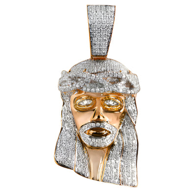10KR 2.25CTW DIAMOND JESUS HEAD PENDANT