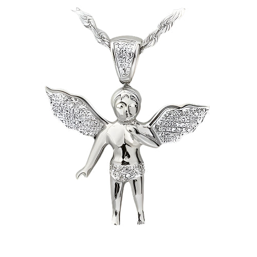 10KW 0.25CTW DIAMOND ANGEL PENDANT