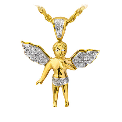 10KY 0.25CTW DIAMOND ANGEL PENDANT