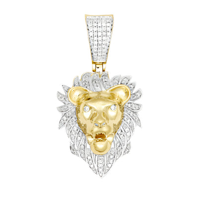 10KY 0.35CTW DIAMOND LION HEAD PENDANT