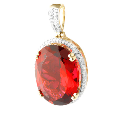 10KY 0.20CTW DIAMOND PENDANT WITH 8.21CT SYNTHETIC