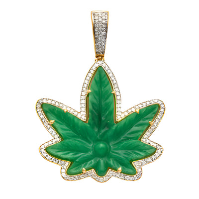 10KY 1.15CTW DIAMOND JADE HERBAL MEDICINE LEAF