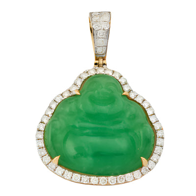 10KY 0.70CTW DIAMOND JADE BUDDHA PENDANT