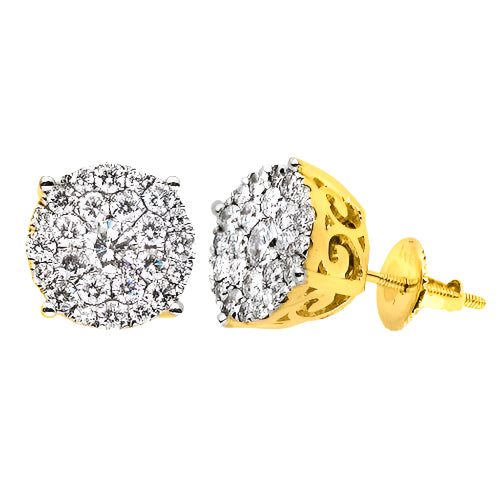 14KY 1.50CTW DIAMOND LUNA CLUSTER EARRINGS