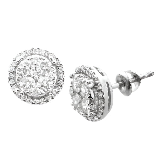 14KW 1.00CTW DIAMOND ROUND SHAPED CLUSTER EARRING