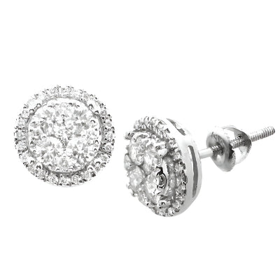 14KW 1.00CTW DIAMOND ROUND SHAPED CLUSTER EARRING