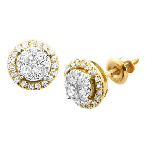 14KY 0.50CTW DIAMOND ROUND SHAPED CLUSTER EARRING