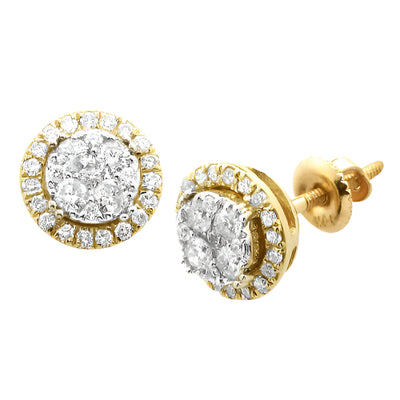 14KY 0.50CTW DIAMOND ROUND SHAPED CLUSTER EARRING