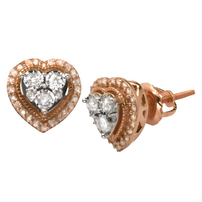 14KR 0.33CTW ILLUSION SET DIAMOND HEART CLUSTER