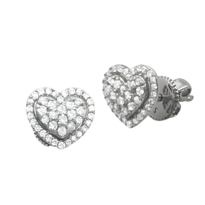 14KW 0.45CTW DIAMOND HEART DOME CLUSTER EARRINGS
