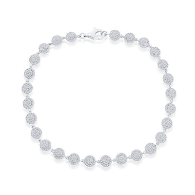 Sterling Silver, Round Link Diamond Bracelet - (567 Stones)