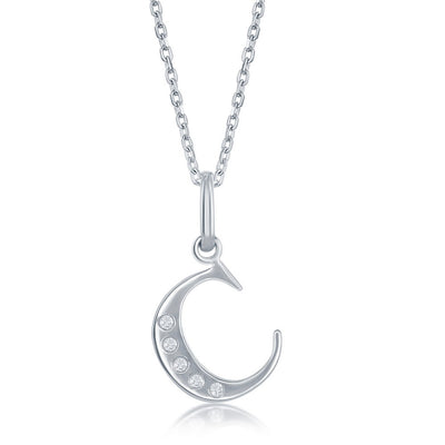 Sterling Silver 0.03cttw Diamond Accent 'C' Initial Pendant w/Chain