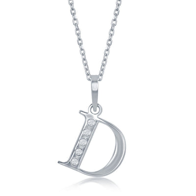 Sterling Silver 0.03cttw Diamond Accent 'D' Initial Pendant w/Chain