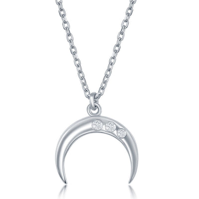 Sterling Silver 0.06cttw Diamond Accent Italian Horn Necklace