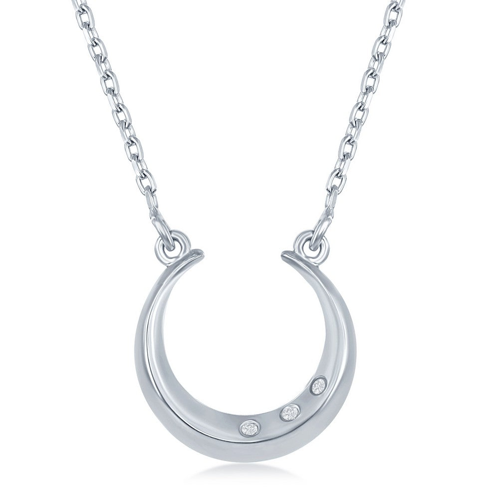 Sterling Silver 0.02cttw Diamond Accent Horseshoe Necklace