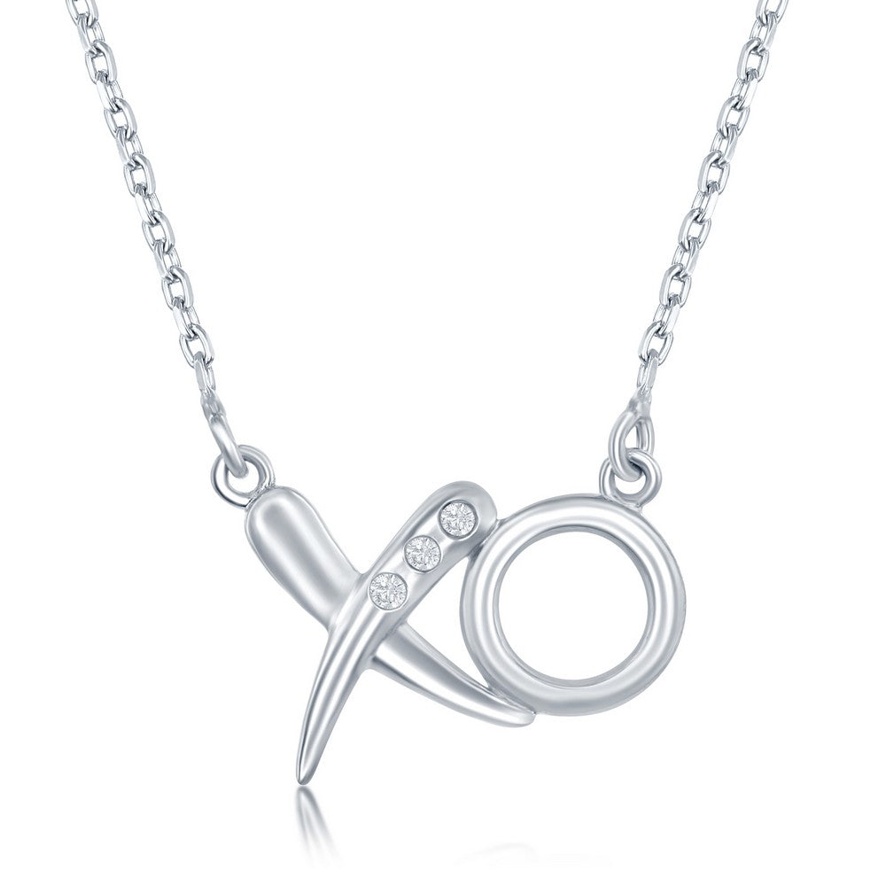 Sterling Silver 0.03cttw Diamond Accent 'XO' Necklace