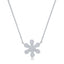 Sterling Silver, Flower Diamond Necklace - (74 Stones)