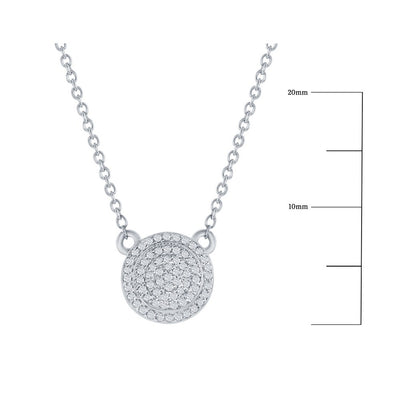 Sterling Silver, Round Halo Diamond Necklace - (67 Stones)