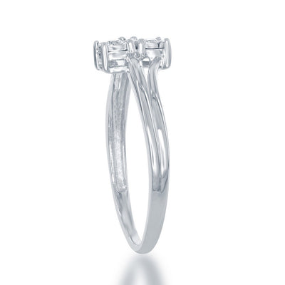 Sterling Silver Two-Stone Diamond Overlapping Ring -  0.08 cttw