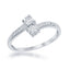 Sterling Silver Two-Stone Round Diamond Overlapping Ring - 0.11 cttw