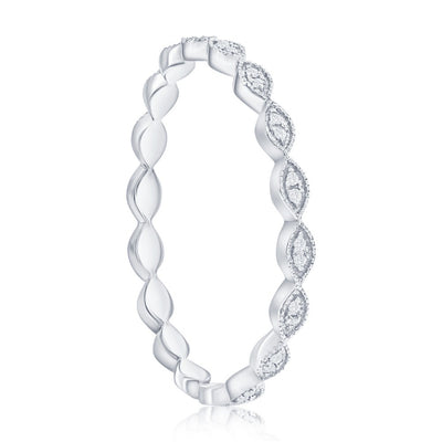 Sterling Silver Marquise Eternity Diamond Ring - (36 Stones)