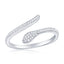 Sterling Silver Snake Style Diamond Ring - (62 Stones)