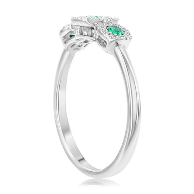 Sterling Silver, Lab-Grown 0.24ct Emareld, & 0.10ct Natural Diamond Ring - (43 Stones)