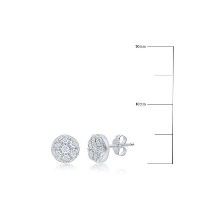 Sterling Silver, Cluster of Diamonds 5mm Studs - (14 Stones)