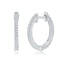 Sterling Silver,15mm Huggie Diamond Earrings - (38 Stones)
