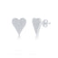 Sterling Silver, Heart Design Diamond Stud Earrings - (118 Stones)