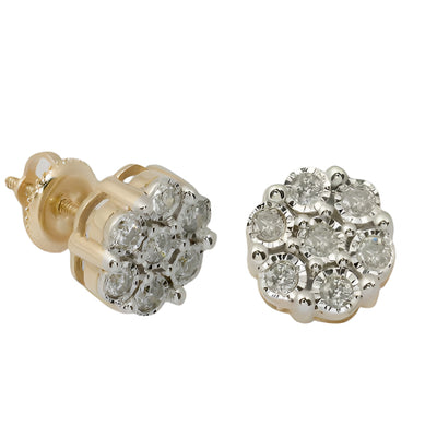 10KY 0.35CTW DIAMOND PRONG FLOWER EARRINGS - FANOO