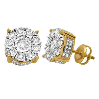 10KY 1.00CTW DIAMOND FLUER EARRING STUDS - FANOOK
