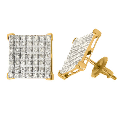 10KY 0.33CTW ILLUSION SET DIAMOND V-PRONG SQUARE E