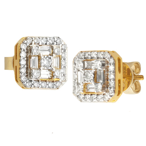 10KY 0.85CTW BAGUETTE DIAMOND SQUARE CUSHION SHAPE