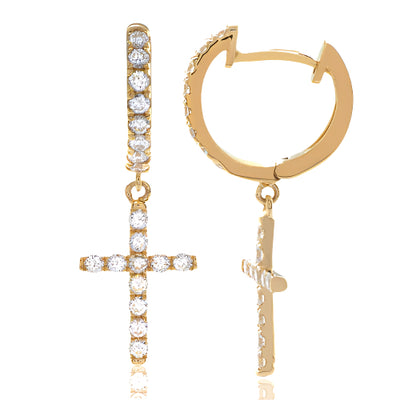 14KY 0.75CTW DIAMOND HUGGIES WITH DANGLING PRONG