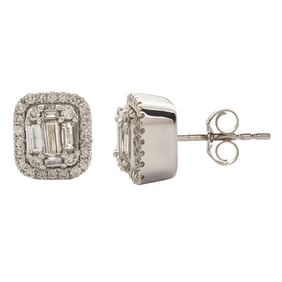 14KW  0.80CTW BAGUETTE DIAMOND EARRING STUDS