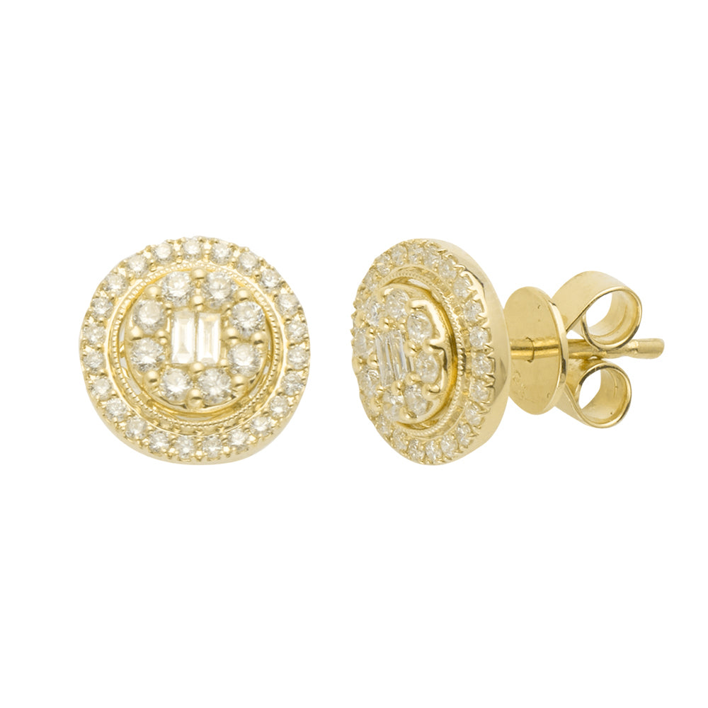 14KY 0.50CTW BAGUETTE DIAMOND ROUND CLUSTER