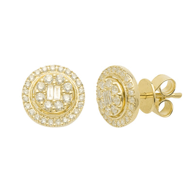 14KY 0.50CTW BAGUETTE DIAMOND ROUND CLUSTER