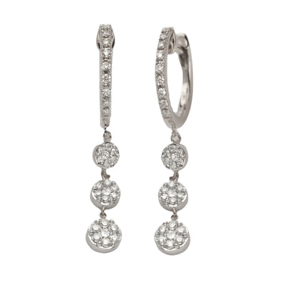 14KW 0.50CTW DIAMOND HUGGIES W / DANGLING CLUSTERS