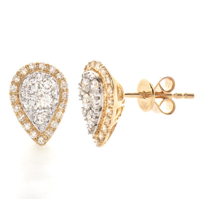 14KY 0.75CTW PEARSHAPE DIAMOND CLUSTER EARRINGS