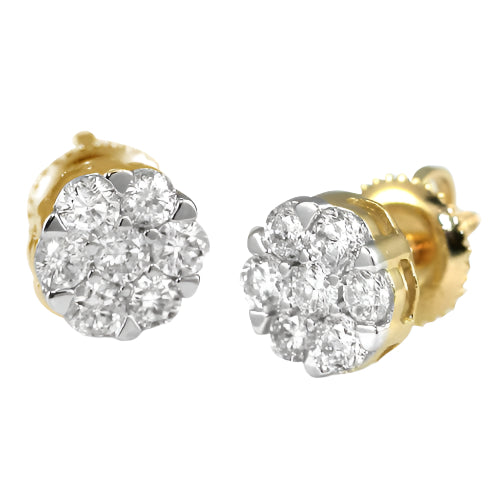 14KY 0.75CTW DIAMOND V-PRONG FLOWER EARRINGS