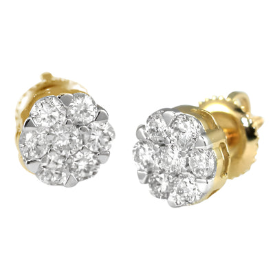 14KY 0.75CTW DIAMOND V-PRONG FLOWER EARRINGS