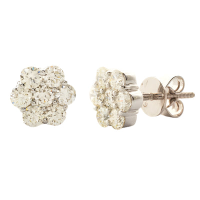 14KW 1.35CTW DIAMOND 7-STONE FLOWER EARRINGS