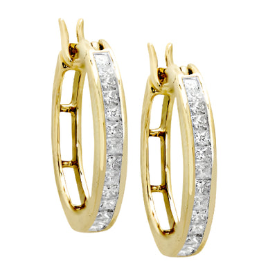 14KY 1.00CTW DIAMOND HOOP EARRINGS