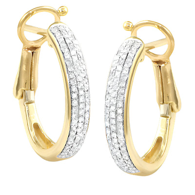 10KY 0.25CTW DIAMOND HOOP EARRINGS [ROUNDED EDGE]