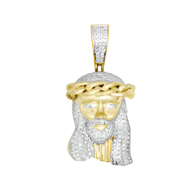 10KY 0.40CTW DIAMOND MIAMI CUBAN JESUS PENDANT