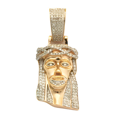 10KY 0.55CTW MICROPAVE DIAMOND JESUS HEAD PENDANT